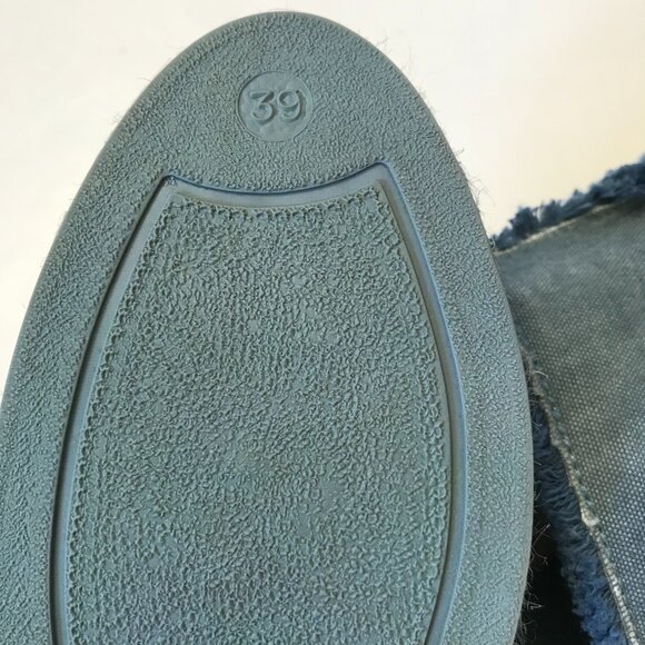 Giamo Denim Chambray Wedge Espadrille Sandals Womens 39 9 Blue Fringe Open Toe - Picture 10 of 11